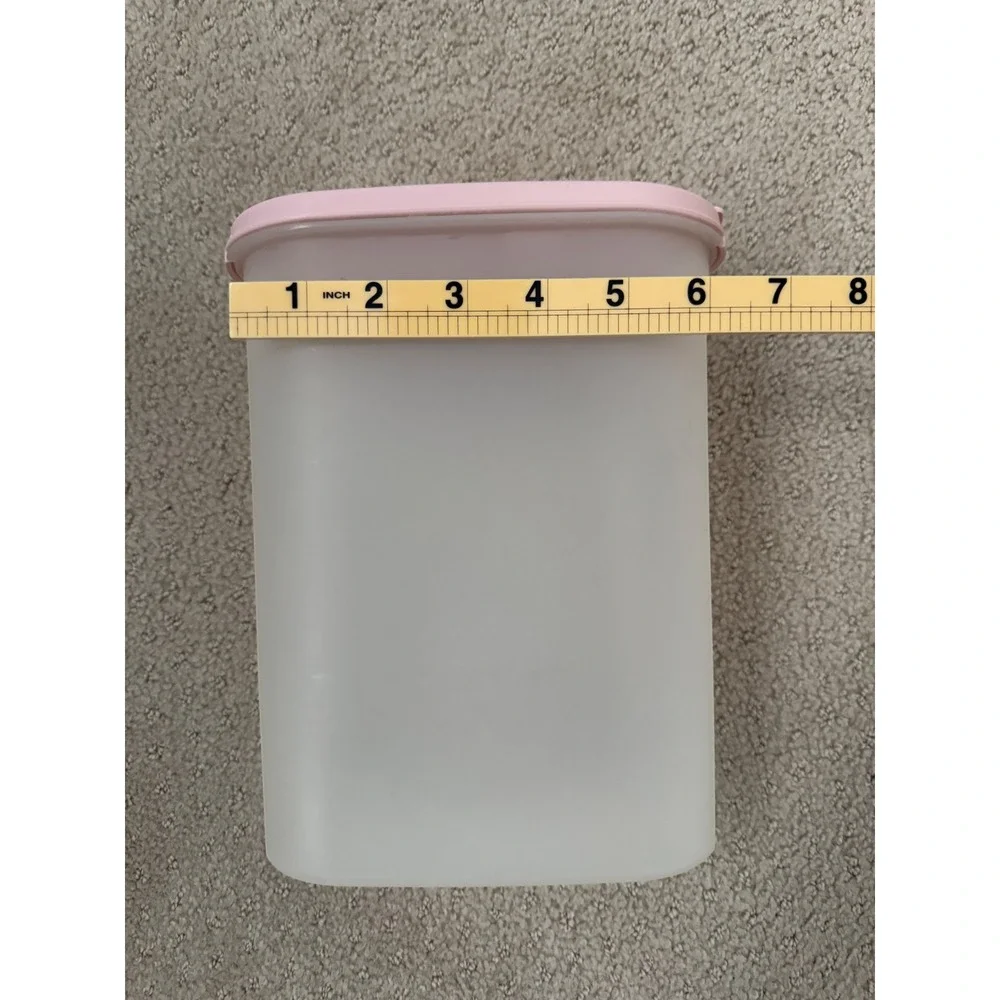 TUPPERWARE Vtg 1980's 5 Piece Set Pink Frosted Clear Pantry Storage Containers